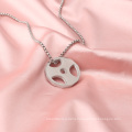 Stainless Steel Hollow Coin Pendant Necklace Clavicle Chain